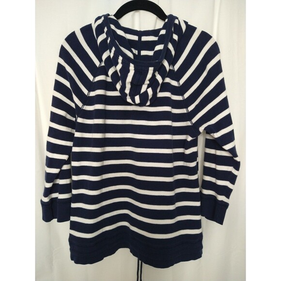 Lauren Active Ralph Lauren XL Cardigan Hoodie Navy Blue & White Stripe Full Zip - Picture 2 of 11